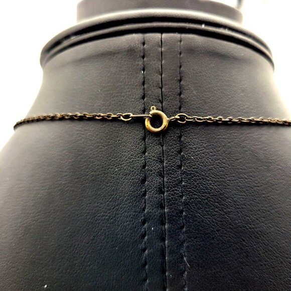 Vintage-Style Bronze Necklace Pink Pearl Accents & Ornate Central Pendant 16" - Picture 5 of 5